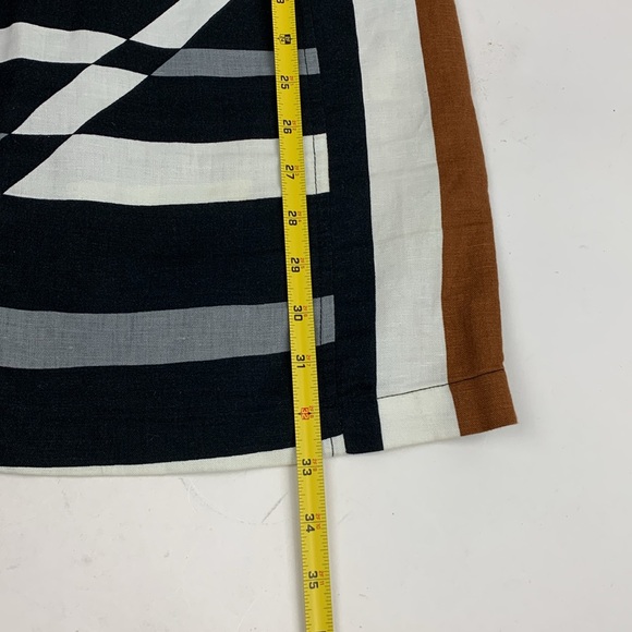 Derek Lam Linen Dress Size 4 Short Cap sleeve Zip up Geometric Multicolor Earthy - Picture 11 of 15